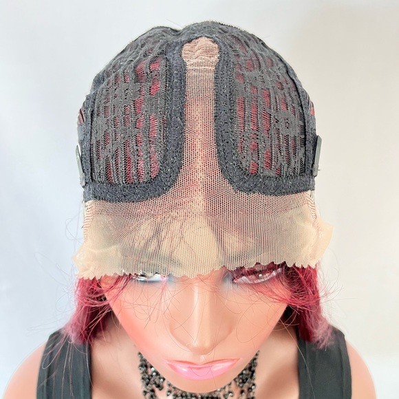 Long Straight 24” Burgundy Wine Premium Fiber Lace Front Wig - Picture 3 of 7